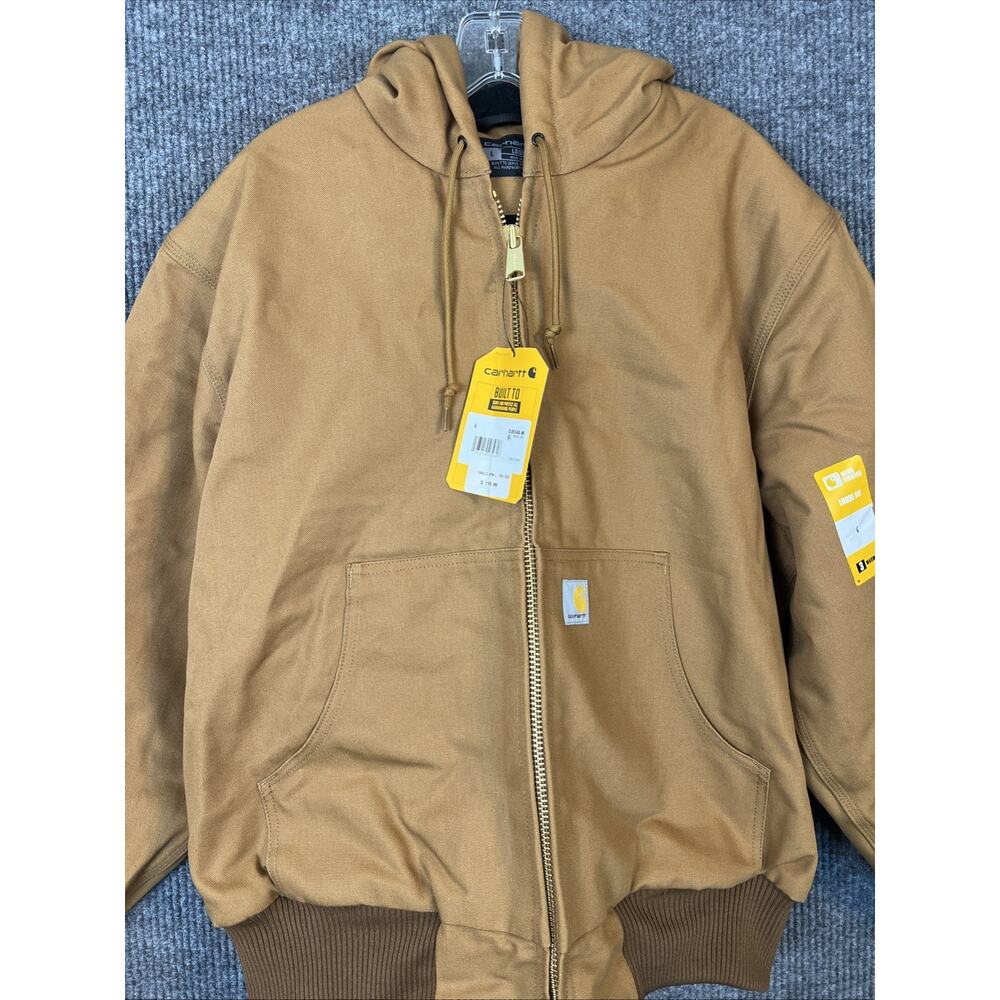 Carhartt Mens Iconic J140 Firm Duck Flannel Lined Active Jacket Brown Size Large - Picture 2 of 10